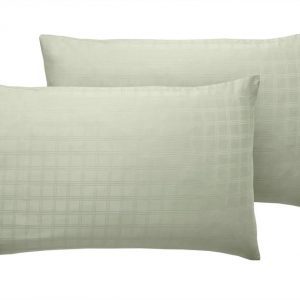 400TC - 100% Cotton Satin Stripe Check Pillowcase Pair Green