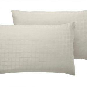 400TC - 100% Cotton Satin Stripe Check Pillowcase Pair Cream