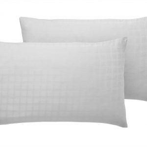400TC - 100% Cotton Satin Stripe Check Pillowcase Pair White