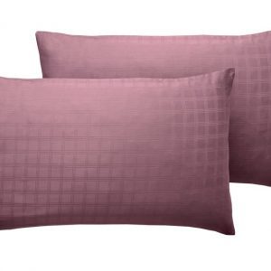 400TC - 100% Cotton Satin Stripe Check Pillowcase Pair Wine